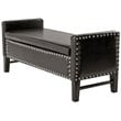 Posh Living Genesis Faux Leather Storage Bench with Nailhead Trim in Espresso