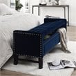 Posh Living Genesis Tufted Velvet Storage Bench with Nailhead Trim in Navy Blue