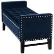 Posh Living Genesis Tufted Velvet Storage Bench with Nailhead Trim in Navy Blue