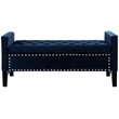 Posh Living Genesis Tufted Velvet Storage Bench with Nailhead Trim in Navy Blue
