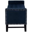Posh Living Genesis Tufted Velvet Storage Bench with Nailhead Trim in Navy Blue
