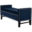 Posh Living Genesis Tufted Velvet Storage Bench with Nailhead Trim in Navy Blue
