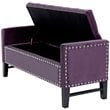 Posh Living Genesis Tufted Velvet Storage Bench with Nailhead Trim in Purple