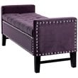 Posh Living Genesis Tufted Velvet Storage Bench with Nailhead Trim in Purple
