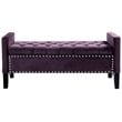 Posh Living Genesis Tufted Velvet Storage Bench with Nailhead Trim in Purple