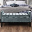Posh Living Genesis Tufted Velvet Storage Bench with Nailhead Trim in Slate Blue
