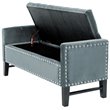 Posh Living Genesis Tufted Velvet Storage Bench with Nailhead Trim in Slate Blue