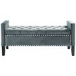 Posh Living Genesis Tufted Velvet Storage Bench with Nailhead Trim in Slate Blue