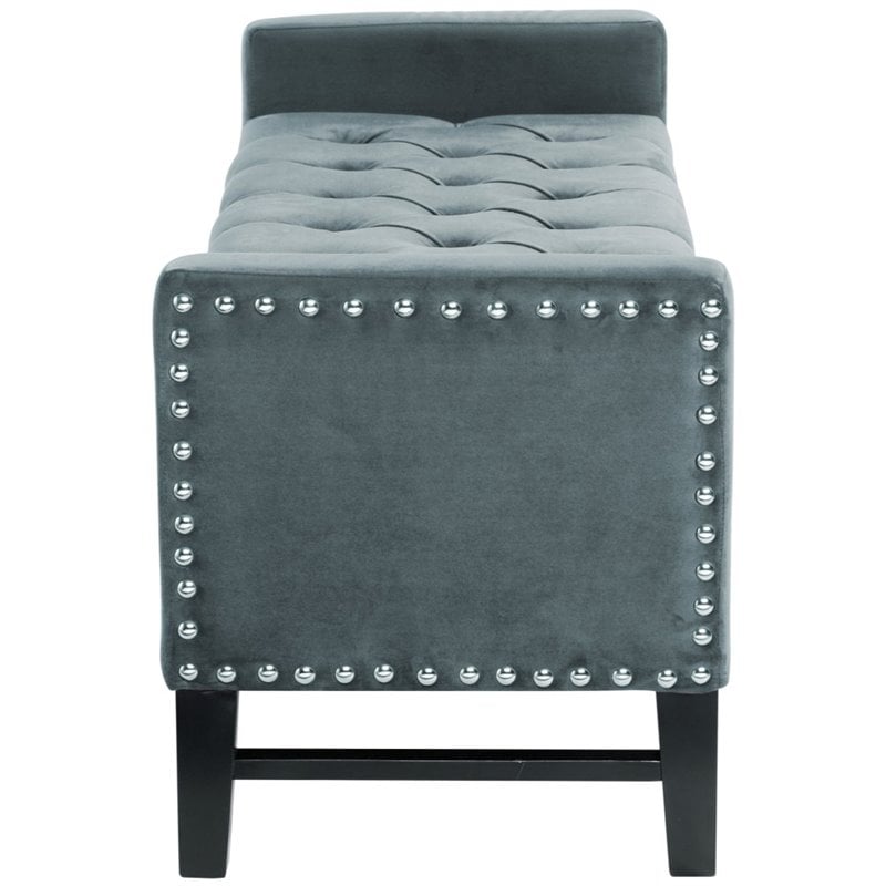 Posh Living Genesis Tufted Velvet Storage Bench with Nailhead Trim in