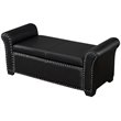 Posh Living Ashley Faux Leather Storage Bench with Nail Head Trim in Black