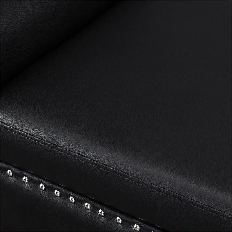 Posh Living Ashley Faux Leather Storage Bench with Nail Head Trim in Black