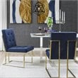 Posh Living Evan Velvet Dining Side Chair in Navy Blue/Chrome (Set of 2)