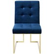 Posh Living Evan Velvet Dining Side Chair in Navy Blue/Chrome (Set of 2)