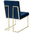 Posh Living Evan Velvet Dining Side Chair in Navy Blue/Chrome (Set of 2)