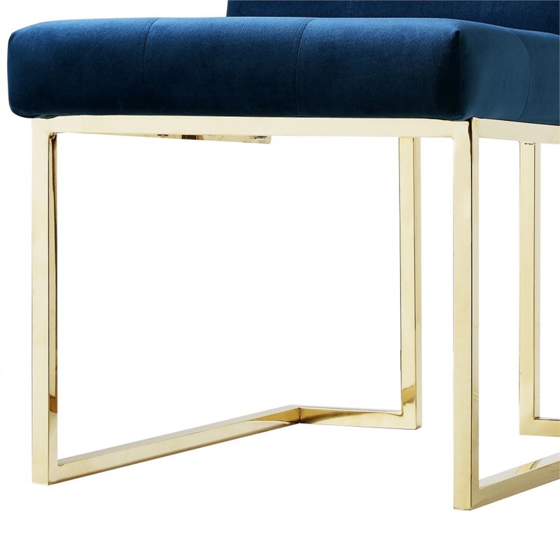 Posh Living Evan Velvet Dining Side Chair in Navy Blue/Chrome (Set of 2)