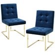 Posh Living Evan Velvet Dining Side Chair in Navy Blue/Chrome (Set of 2)