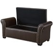 Posh Living Ashley Faux Leather Storage Bench with Nail Head Trim in Espresso