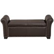 Posh Living Ashley Faux Leather Storage Bench with Nail Head Trim in Espresso