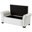 Posh Living Ashley Faux Leather Storage Bench with Nail Head Trim in Ivory