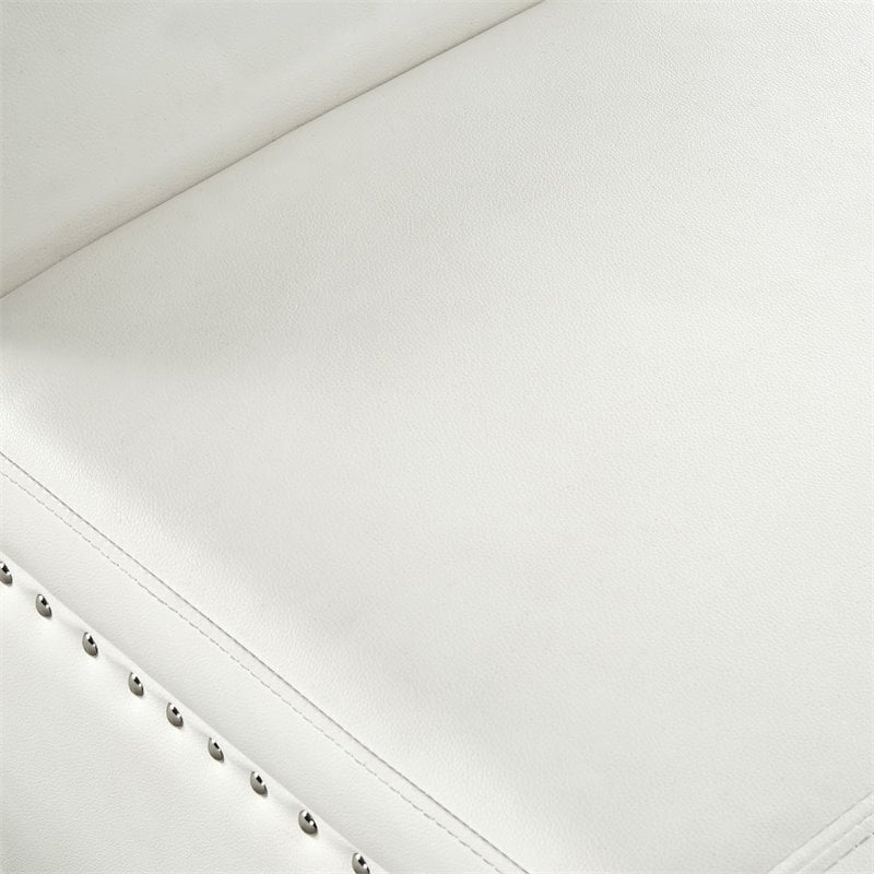 Posh Living Ashley Faux Leather Storage Bench with Nail Head Trim in Ivory