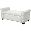 Posh Living Ashley Faux Leather Storage Bench with Nail Head Trim in Ivory