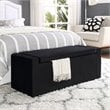 Posh Living Jake Velvet Upholstered Bench with Shoe Storage in Black