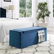 Posh Living Jake Velvet Upholstered Bench with Shoe Storage in Blue