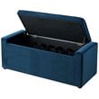 Posh Living Jake Velvet Upholstered Bench with Shoe Storage in Blue