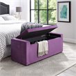 Posh Living Jake Velvet Upholstered Bench with Shoe Storage in Purple