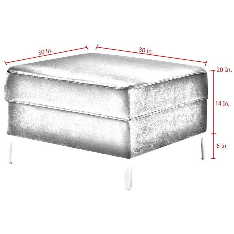 Posh Living Levi Tufted Velvet Storage Ottoman with Chrome Legs in Navy Blue