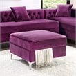 Posh Living Levi Tufted Velvet Storage Ottoman with Chrome Legs in Purple
