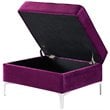 Posh Living Levi Tufted Velvet Storage Ottoman with Chrome Legs in Purple