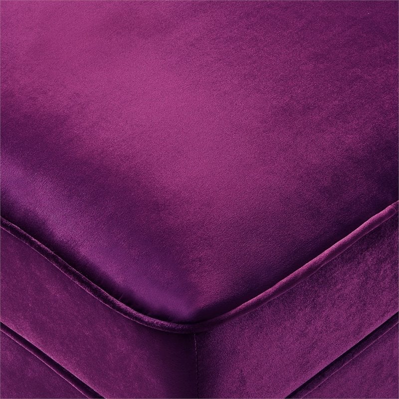 Posh Living Levi Tufted Velvet Storage Ottoman with Chrome Legs in Purple