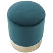 Posh Living Jason Velvet Round Ottoman with Metal Base in Green/Gold