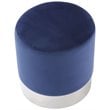 Posh Living Jason Velvet Round Ottoman with Metal Base in Blue/Chrome
