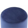 Posh Living Jason Velvet Round Ottoman with Metal Base in Blue/Chrome