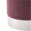 Posh Living Jason Velvet Round Ottoman with Metal Base in Plum/Chrome