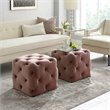 Posh Living Leonard Modern Velvet Square Ottoman in Blush Pink