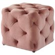 Posh Living Leonard Modern Velvet Square Ottoman in Blush Pink