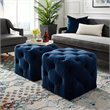 Posh Living Leonard Modern Velvet Square Ottoman in Navy Blue