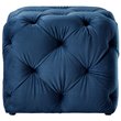 Posh Living Leonard Modern Velvet Square Ottoman in Navy Blue