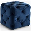 Posh Living Leonard Modern Velvet Square Ottoman in Navy Blue