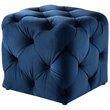 Posh Living Leonard Modern Velvet Square Ottoman in Navy Blue