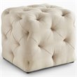 Posh Living Leonard Modern Linen Fabric Square Ottoman in Beige