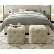 Posh Living Leonard Modern Linen Fabric Square Ottoman in Cream/White