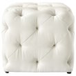 Posh Living Leonard Modern Linen Fabric Square Ottoman in Cream/White