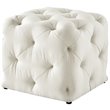 Posh Living Leonard Modern Linen Fabric Square Ottoman in Cream/White