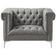 Posh Living Ryder Button Tufted Leather Chesterfield Accent Chair - Gray/Chrome