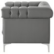 Posh Living Ryder Button Tufted Leather Chesterfield Accent Chair - Gray/Chrome