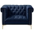Posh Living Ryder Button Tufted Leather Chesterfield Accent Chair - Blue/Gold